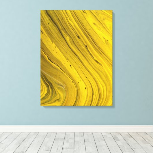Gouden Geel Marmer Abstracte Vloeibare Kunst Canvas Afdruk (Insitu (Houten vloer))