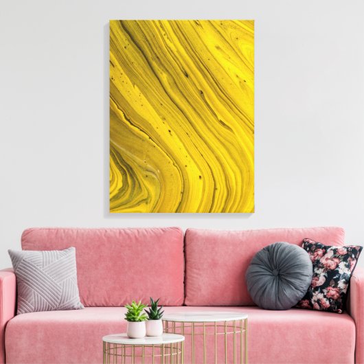 Gouden Geel Marmer Abstracte Vloeibare Kunst Canvas Afdruk (Insitu (Woonkamer))