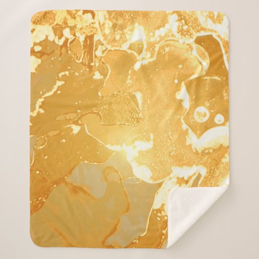 Gouden Geel Marmeren Inktpatroon Sherpa Deken (Voorkant)