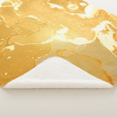 Gouden Geel Marmeren Inktpatroon Sherpa Deken (3/4)