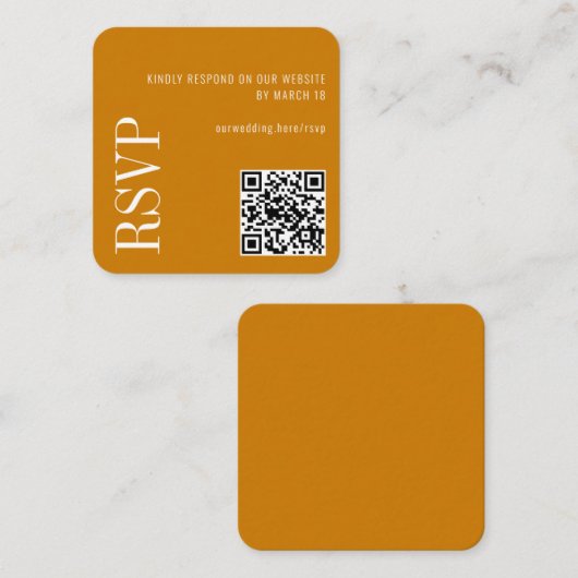 Gouden Geel Moderne Aangepaste QR Code Huwelijk RS Informatiekaartje (Voorkant / Achterkant)