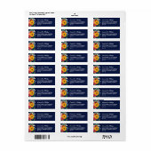 Gouden Geel Navy Blauw Boheems Boeket Etiket (Full Sheet)