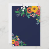 Gouden Geel Navy Blauw Boheems Boeket Kaart (Achterkant)