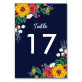 Gouden Geel Navy Blauw Boheems Boeket Kaart (Achterkant)