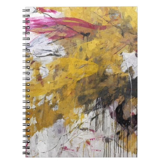 Gouden Geel Roze Wit Abstract Drip Notitieboek (Voorkant)