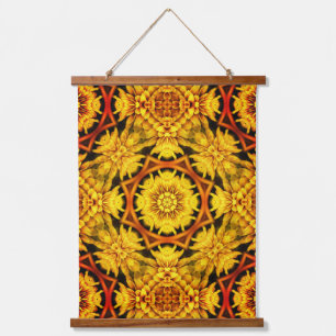 Gouden Geel Sinaasappel Abstract Bloemblaadjes Art Hangend Wandkleed