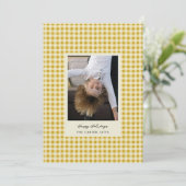 Gouden Geel Speelse Hand-Drawn Geruite Foto Feestdagenkaart (Staand voorkant)