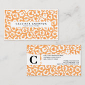 Gouden Geel Wit Luipaard Dierenprint Monogram Visitekaartje (Voorkant / Achterkant)