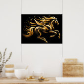 Gouden Geest – Abstract Paard in Beweging Poster (Keuken)