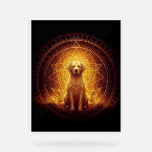 Gouden Geest Hond binnen Heilige Geometrie Acryl Bord