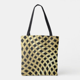 Gouden gegolfd weefpatroon over elke kleur tote bag