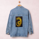 Gouden gegraveerde Dragon Tatto Vrouwen Denim Jacket (Hangar)