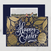 Gouden geïllustreerde Pasen-foto kaart (Voorkant / Achterkant)