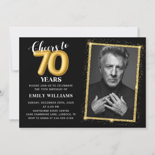 Gouden gejuich voor zeventig jaar 70e verjaardag f kaart (Voorkant)