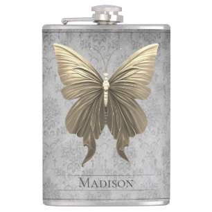 Gouden gejuwelde vlinderfles heupfles