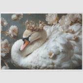 Gouden gekroonde zwaan met bloemen Decoupage Tissuepapier (Voorkant)