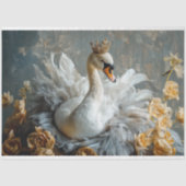 Gouden gekroonde zwaan met gele bloemen Decoupage Tissuepapier (Voorkant)