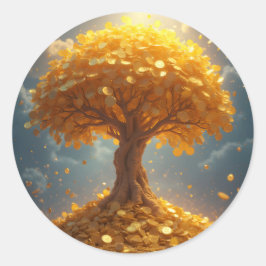 gouden geldboom goud ronde sticker