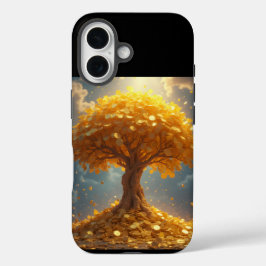 gouden geldboom gouden munten iPhone 16 hoesje