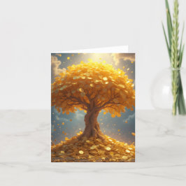 gouden geldboom gouden munten feestdagen kaart