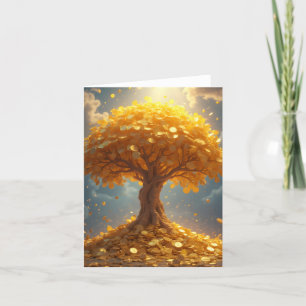 Gouden geldboom Gouden munten Feestdagen Kaart
