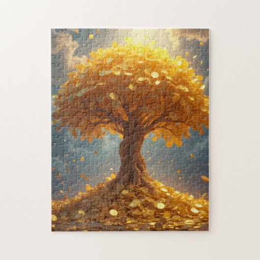 gouden geldboom gouden munten legpuzzel (Verticaal)