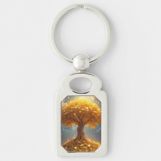 Gouden geldboom gouden munten sleutelhanger (Voorkant)