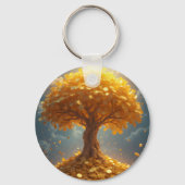 Gouden geldboom gouden munten sleutelhanger (Voorkant)