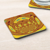 Gouden Gele Baseball Handschoen Art Print Bier Onderzetter (Linkerzijde)