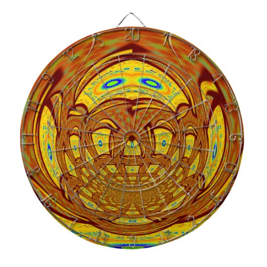 Gouden Gele Baseball Handschoen Art Print Dartbord (Voorkant)