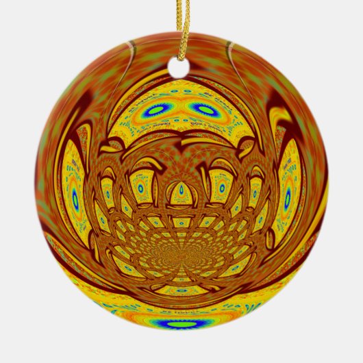 Gouden Gele Baseball Handschoen Art Print Keramisch Ornament (Voorkant)