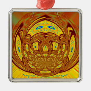 Gouden Gele Baseball Handschoen Art Print Metalen Ornament