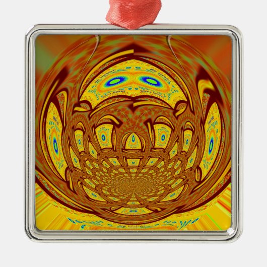 Gouden Gele Baseball Handschoen Art Print Metalen Ornament (Voorkant)