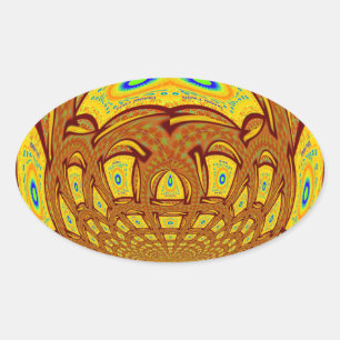 Gouden Gele Baseball Handschoen Art Print Ovale Sticker