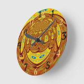 Gouden Gele Baseball Handschoen Art Print Ronde Klok (Hoek)