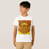 Gouden Gele Baseball Handschoen Art Print T-shirt (Voorkant volledig)