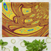 Gouden Gele Baseball Handschoen Art Print Theedoek (Gevouwen)