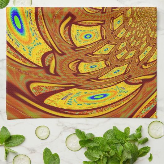 Gouden Gele Baseball Handschoen Art Print Theedoek (Gevouwen)