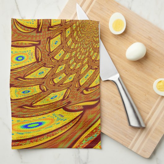 Gouden Gele Baseball Handschoen Art Print Theedoek (Quarter Fold)