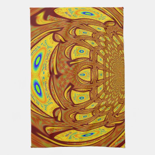 Gouden Gele Baseball Handschoen Art Print Theedoek (Verticaal)