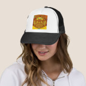 Gouden Gele Baseball Handschoen Art Print Trucker Pet (In situ)