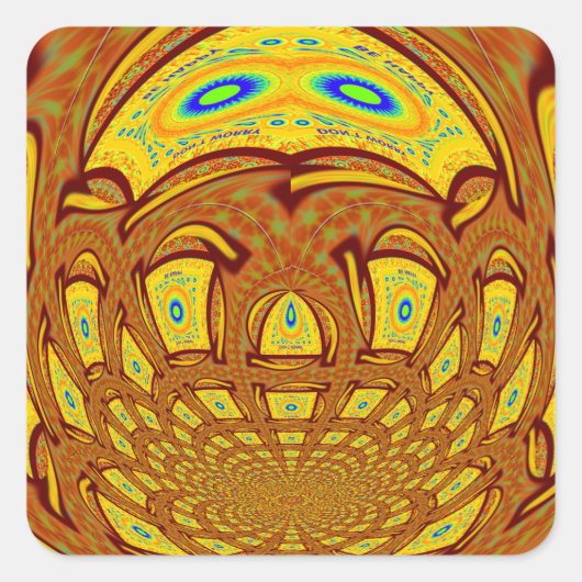 Gouden Gele Baseball Handschoen Art Print Vierkante Sticker (Voorkant)