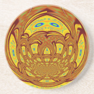 Gouden Gele Baseball Handschoen Art Print Zandsteen Onderzetter