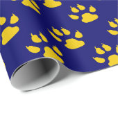 Gouden Gele Blauwe Klauw Paw Cadeaupapier (Rol Hoek)