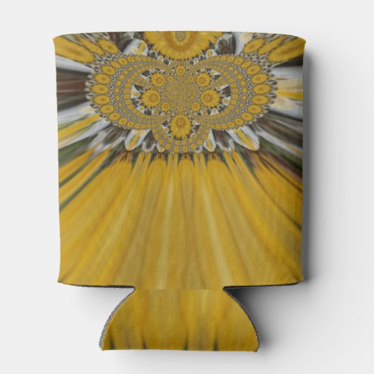 Gouden Gele Bloem Patroon Design Art Blikjeskoeler (Achterkant)