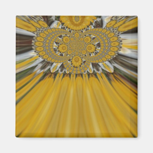 Gouden Gele Bloem Patroon Design Art Magneet (Voorkant)