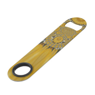 Gouden Gele Bloem Patroon Design Art Speed Flessenopener