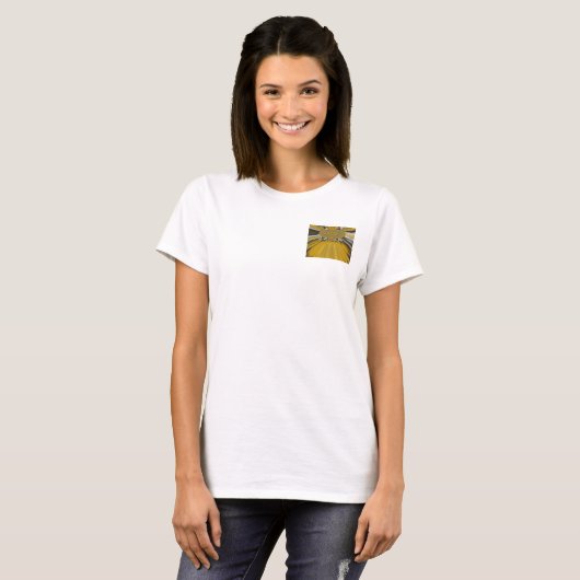 Gouden Gele Bloem Patroon Design Art T-shirt (Voorkant volledig)