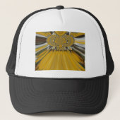Gouden Gele Bloem Patroon Design Art Trucker Pet (Voorkant)
