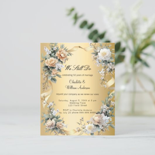 Gouden gele bloemen bruiloft gelofte vernieuwing u (Staand voorkant)